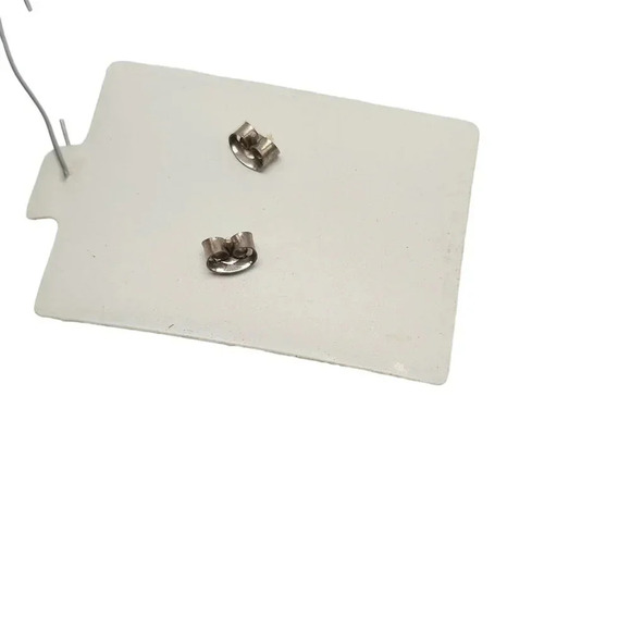 Blue Faux Turquoise Pierced Stud Earrings Butterfly Closure Silver Tone Vintage - Picture 4 of 5